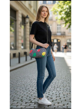 Women's DKNY Shoulder Bag One Size Black Multi-color Apple Print